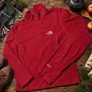 The North Face TKA 100 1/4 Zip Fleece Pullover Womens M Maroon Microfleece